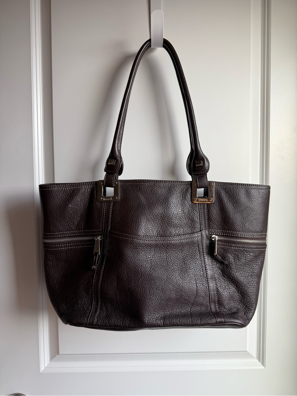 Chocolate Brown Pebbled Leather Tignanello Tote